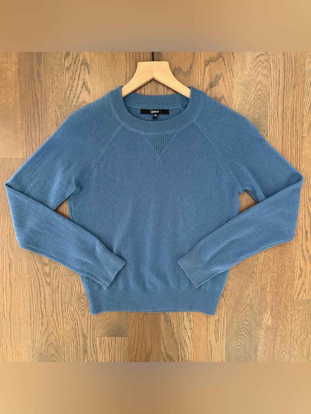 Quince Mongolian Shrunken Cashmere Sweatshirt in Cornflower Blue Extra Small - Picture 8 of 11